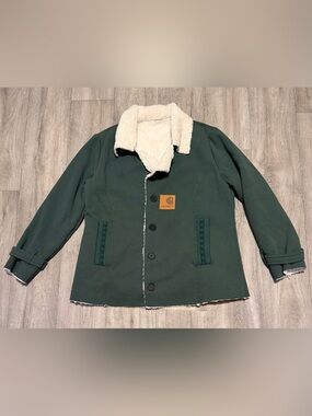 Carhartt Women’s Sherpa Lined Utility Jacket Coat Logo Patch Green